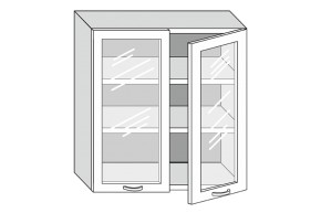 19.80.4  Кира Шкаф настенный с двумя стекл. дверцами h 913 в Асбесте - asbest.mebel-e96.ru | фото