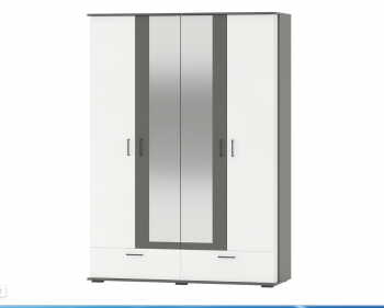 Шкаф 1600 мм 4-х дверный с ящиками Даллас графит/белый (ГК) в Асбесте - asbest.mebel-e96.ru