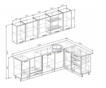 Угловой кухонный гарнитур Муссон 2600х1600 мм в Асбесте - asbest.mebel-e96.ru