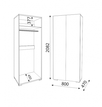 Шкаф 800 мм Осло (ручка брусок) штанга (Риннер) в Асбесте - asbest.mebel-e96.ru