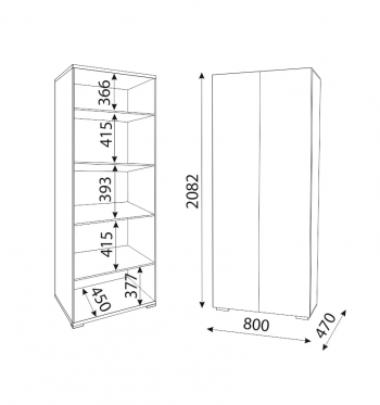 Шкаф 800 мм Осло (ручка брусок) полки (Риннер) в Асбесте - asbest.mebel-e96.ru