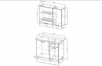 Кухонный гарнитур Санторини 1000 мм Стол. 38 в Асбесте - asbest.mebel-e96.ru