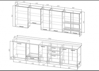 Кухонный гарнитур высокий Санторини 3000 мм, Стол. 26 мм в Асбесте - asbest.mebel-e96.ru