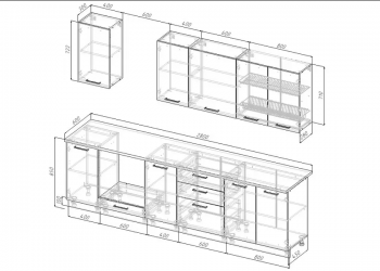 Кухонный гарнитур Санторини 2800 мм, Стол. 26 мм в Асбесте - asbest.mebel-e96.ru