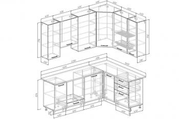 Угловой кухонный гарнитур Трансильвания 2200*1600 мм Sanvut в Асбесте - asbest.mebel-e96.ru