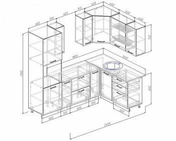 Угловой кухонный гарнитур Жемчуг 2400х1600 мм в Асбесте - asbest.mebel-e96.ru