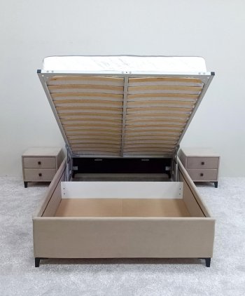 Кровать с подъемным механизмом Мега беж (Лин) в Асбесте - asbest.mebel-e96.ru
