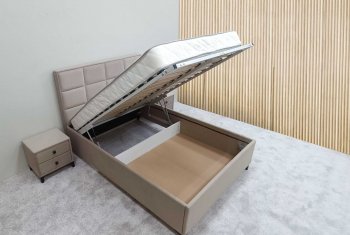 Кровать с подъемным механизмом Мега беж (Лин) в Асбесте - asbest.mebel-e96.ru