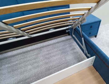 Кровать с подъемным механизмом Мега синий (Лин) в Асбесте - asbest.mebel-e96.ru