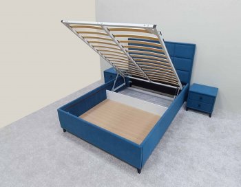 Кровать с подъемным механизмом Мега синий (Лин) в Асбесте - asbest.mebel-e96.ru