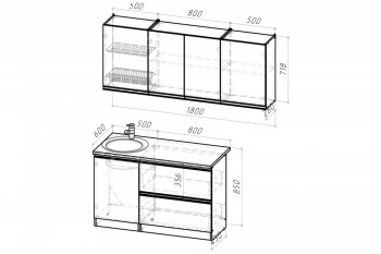 Кухонный гарнитур Адажио макси 1800 мм (Герда) в Асбесте - asbest.mebel-e96.ru