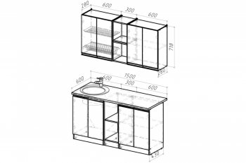 Кухонный гарнитур Адажио нормал 1500 мм (Герда) в Асбесте - asbest.mebel-e96.ru