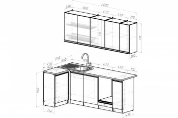 Кухонный гарнитур Адажио прайм 400 1100х2000 мм (Герда) в Асбесте - asbest.mebel-e96.ru