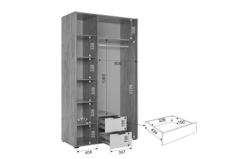 Шкаф 1260 мм трехдверный Адам белое дерево (Мебельсон) в Асбесте - asbest.mebel-e96.ru