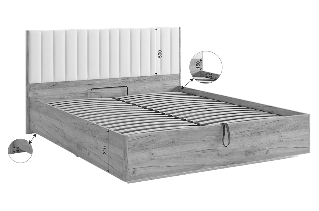 Кровать с подъемным механизмом Адам графит (Мебельсон) в Асбесте - asbest.mebel-e96.ru