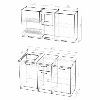 Кухонный гарнитур Алина медиум 1400 мм (Герда) в Асбесте - asbest.mebel-e96.ru