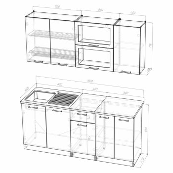 Кухонный гарнитур Алина макси 1800 мм (Герда) в Асбесте - asbest.mebel-e96.ru