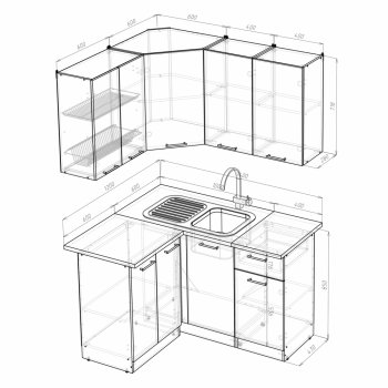 Кухонный гарнитур Алина прайм 1200х1400 мм (Герда) в Асбесте - asbest.mebel-e96.ru