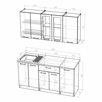 Кухонный гарнитур Алина стандарт 1600 мм (Герда) в Асбесте - asbest.mebel-e96.ru