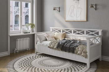 Кровать из массива Амелия белый античный (БМ) в Асбесте - asbest.mebel-e96.ru