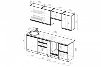 Кухонный гарнитур Амели компакт 2200 мм (Герда) в Асбесте - asbest.mebel-e96.ru