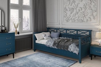 Кровать из массива Амелия сапфир без ящиков (БМ) в Асбесте - asbest.mebel-e96.ru