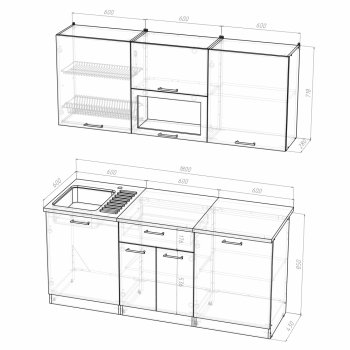 Кухонный гарнитур Арина макси 1800 мм  (Герда) в Асбесте - asbest.mebel-e96.ru