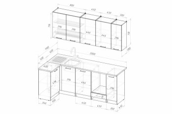 Кухонный гарнитур Асая прайм 400 1100х2000 мм (Герда) в Асбесте - asbest.mebel-e96.ru