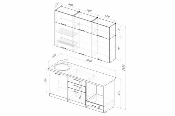 Кухонный гарнитур Асая макси 1800 мм (Герда) в Асбесте - asbest.mebel-e96.ru