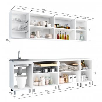 Кухонный гарнитур Айсбери 2400 мм (БТС) в Асбесте - asbest.mebel-e96.ru