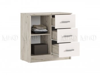 Комод 3 ящика 1 дверь Бася крафт/кашемир (Миф) в Асбесте - asbest.mebel-e96.ru