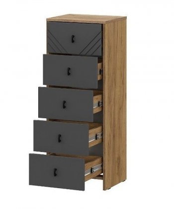 Комод (5 ящиков) Байкал Графит/Дуб золотой (СВ) в Асбесте - asbest.mebel-e96.ru