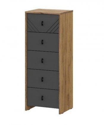 Комод (5 ящиков) Байкал Графит/Дуб золотой (СВ) в Асбесте - asbest.mebel-e96.ru