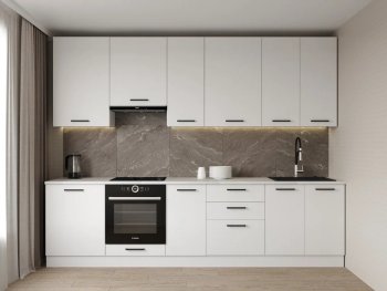 Кухонный гарнитур высокий Белый глянец 3000 мм МДФ (Санвут) в Асбесте - asbest.mebel-e96.ru