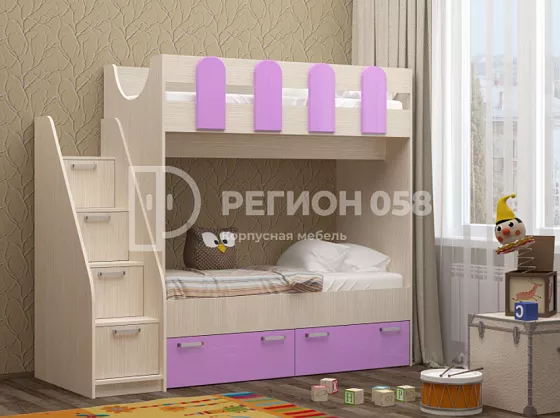 Двухъярусная кровать Бемби-11 МДФ (Регион) в Асбесте - asbest.mebel-e96.ru