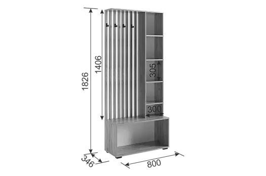 Прихожая Бери комп. 3 крафт золотой/графит (Мебельсон) в Асбесте - asbest.mebel-e96.ru