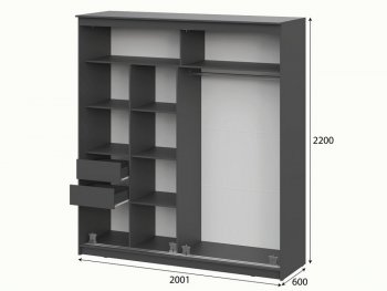 Шкаф-купе №25 2000 мм Блэк ЛАЙТ графит (СВ) в Асбесте - asbest.mebel-e96.ru