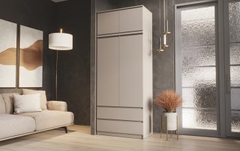 Шкаф Челси с антресолью 900 мм Кашемир (Миф) в Асбесте - asbest.mebel-e96.ru