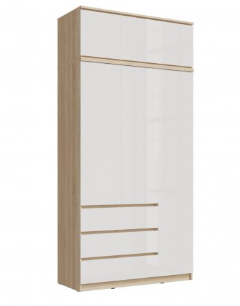 Шкаф 1200 мм Челси с антресолью, сонома/белый (Миф) в Асбесте - asbest.mebel-e96.ru