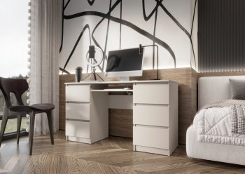 Письменный стол Челси 6 ящиков кашемир (Миф) в Асбесте - asbest.mebel-e96.ru