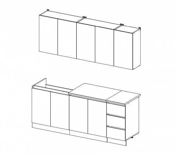 Кухонный гарнитур 2000 мм Челси белый (Миф) в Асбесте - asbest.mebel-e96.ru