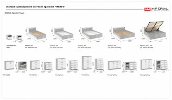Спальный гарнитур Чикаго модульный, ателье светлый/белый (Имп) в Асбесте - asbest.mebel-e96.ru