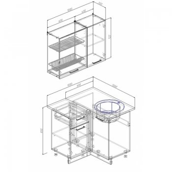 Кухонный гарнитур угловой Дели 1000*1000 (Sanvut) в Асбесте - asbest.mebel-e96.ru