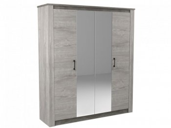 Шкаф 1900 мм 4-х дверный Денвер Риббек серый (СБК) в Асбесте - asbest.mebel-e96.ru | фото