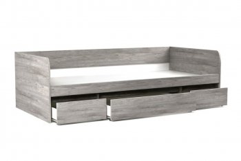 Кровать 900 с ящиками Денвер Риббек серый (СБК) в Асбесте - asbest.mebel-e96.ru