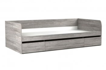 Кровать 900 с ящиками Денвер Риббек серый (СБК) в Асбесте - asbest.mebel-e96.ru