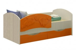 Детская кровать Дельфин-3 МДФ оранжевый, 80х160 в Асбесте - asbest.mebel-e96.ru