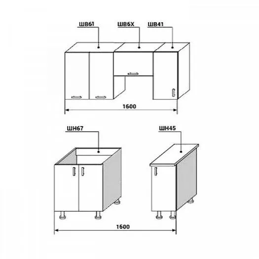 Кухонный гарнитур Диана-4У Лофт 1600 мм в Асбесте - asbest.mebel-e96.ru