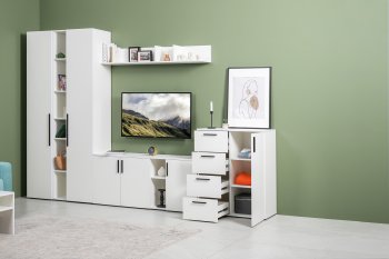 Стенка Эйр модульная, белый (Моби) в Асбесте - asbest.mebel-e96.ru
