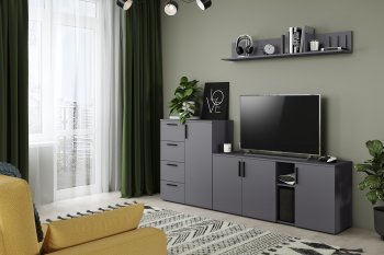 Стенка Эйр модульная, графит (Моби) в Асбесте - asbest.mebel-e96.ru